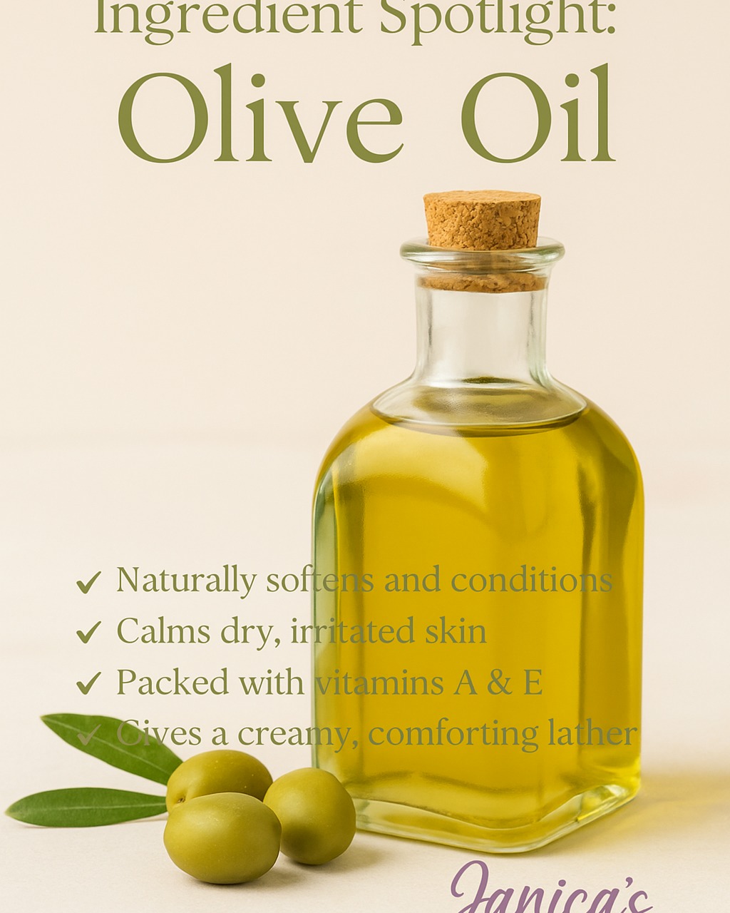 🌿 What’s In It Wednesday: OLIVE OIL 🫒✨
Let’s talk about the nourishing power behind one of our most loved soaps—Yogi Bar-a Chunk!

Olive oil is rich in antioxidants, deeply moisturizing, and oh-so-gentle—making it perfect for sensitive skin or anyone who just wants to treat their skin to something soothing and pure. 💧

💬 Why we love it:
✔ Naturally softens and conditions
✔ Calms dry, irritated skin
✔ Packed with vitamins A & E
✔ Gives a creamy, comforting lather

🛁 Sometimes less really IS more. If your skin could use a hug, Yogi Bar-a is your bar. 🙌

#IngredientSpotlight #OliveOilGlow #PerfectlyPosh #BareChunk #SensitiveSkinLove #JanicasPamperedLife #ChunkyDunkApproved